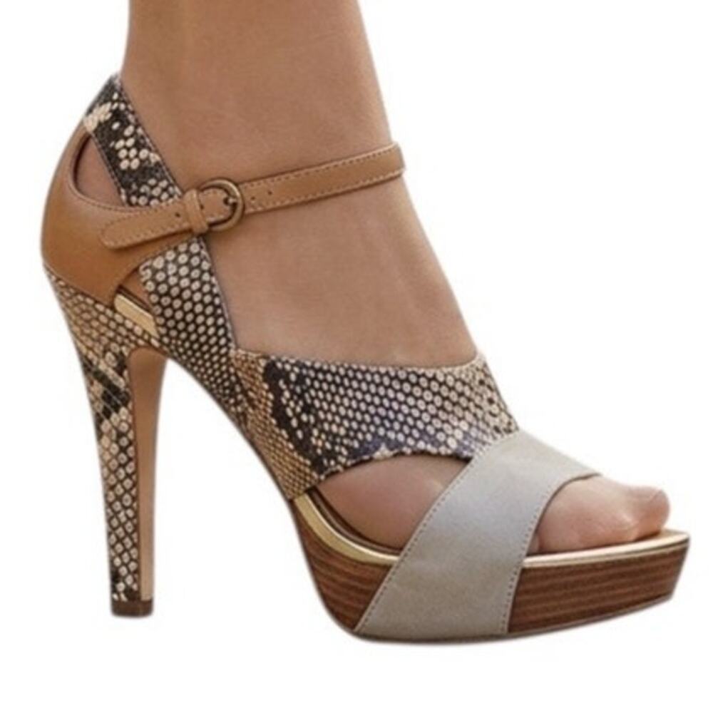 Boutique 9 Voula Reptile Embossed Platform Heels Sandals Peep Toe Shoes 7.5M